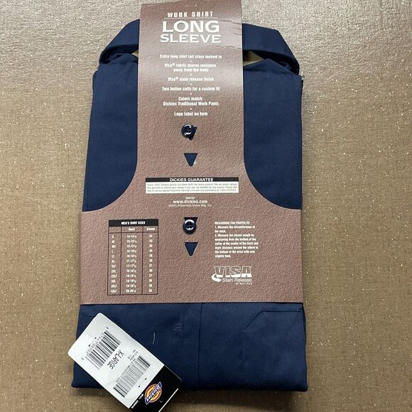 Dickies 574 Extra Long Tail Work Wear Shirt Mens XL Button Top Long Sleeve Blue - Picture 8 of 9